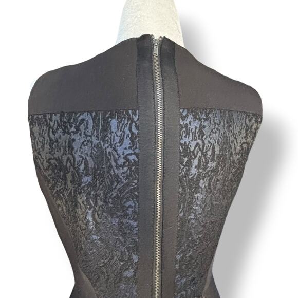 Aryn K Black Jacquard Fit Flare Sleeveless Navy Blue Cocktail Party Dress Small - Picture 4 of 8